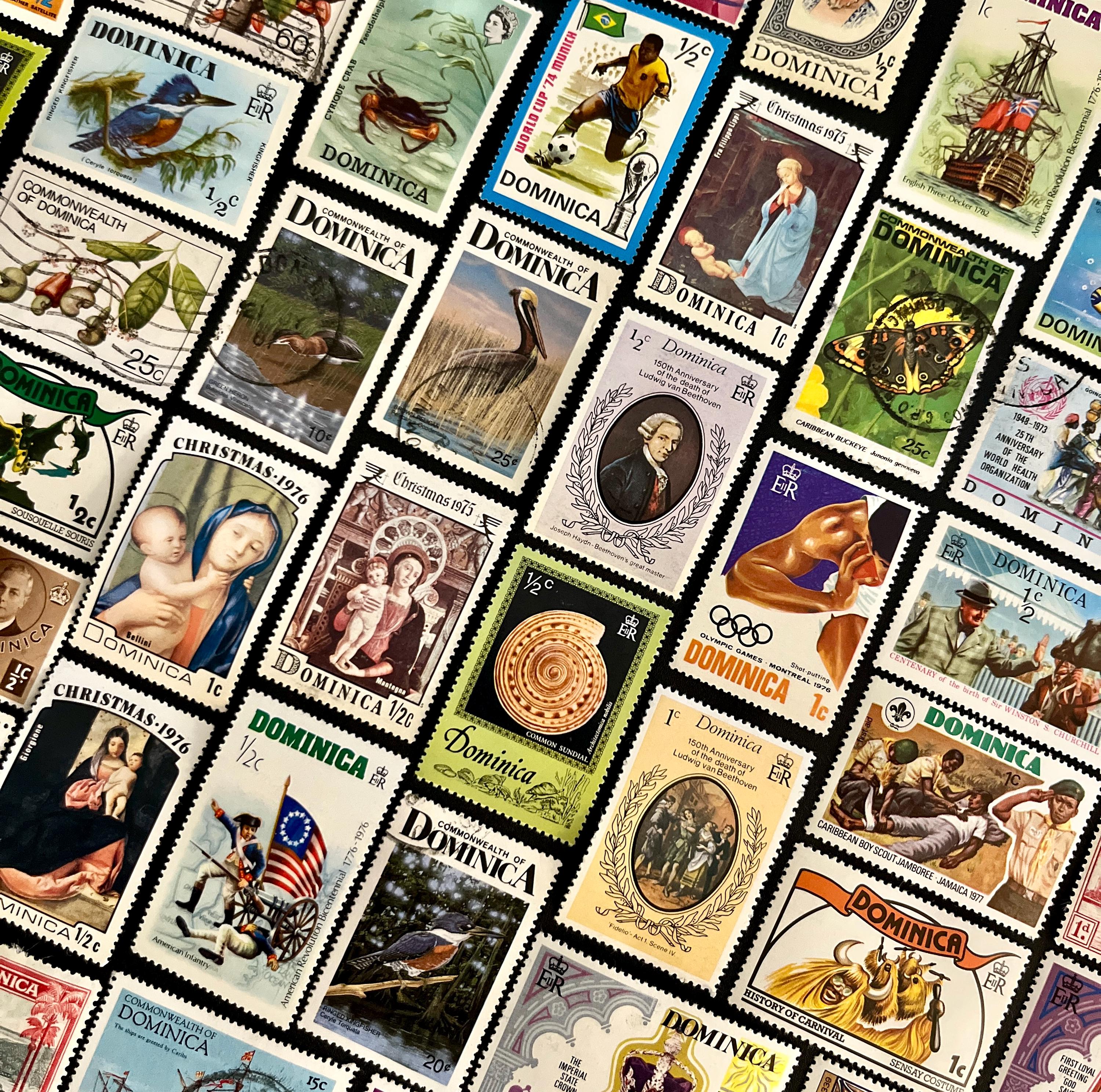 20 Stamp DOMINICA Fun Pack // Lot of 20 Different Random Used Dominica Stamps // Vintage Stamps // Art Project // Scrapbooking