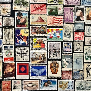 100 Stamp UNITED STATES Fun Pack // Lot of 100 Different Used American Stamps // Vintage Stamps // Philately // Scrapbooking, Art Project