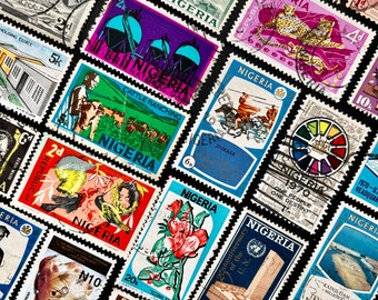 20 Stamp NIGERIA Fun Pack / Lot of 20 Different NIGERIAN Stamps / Vintage Stamps / Philately / Scrapbooking / Art Project