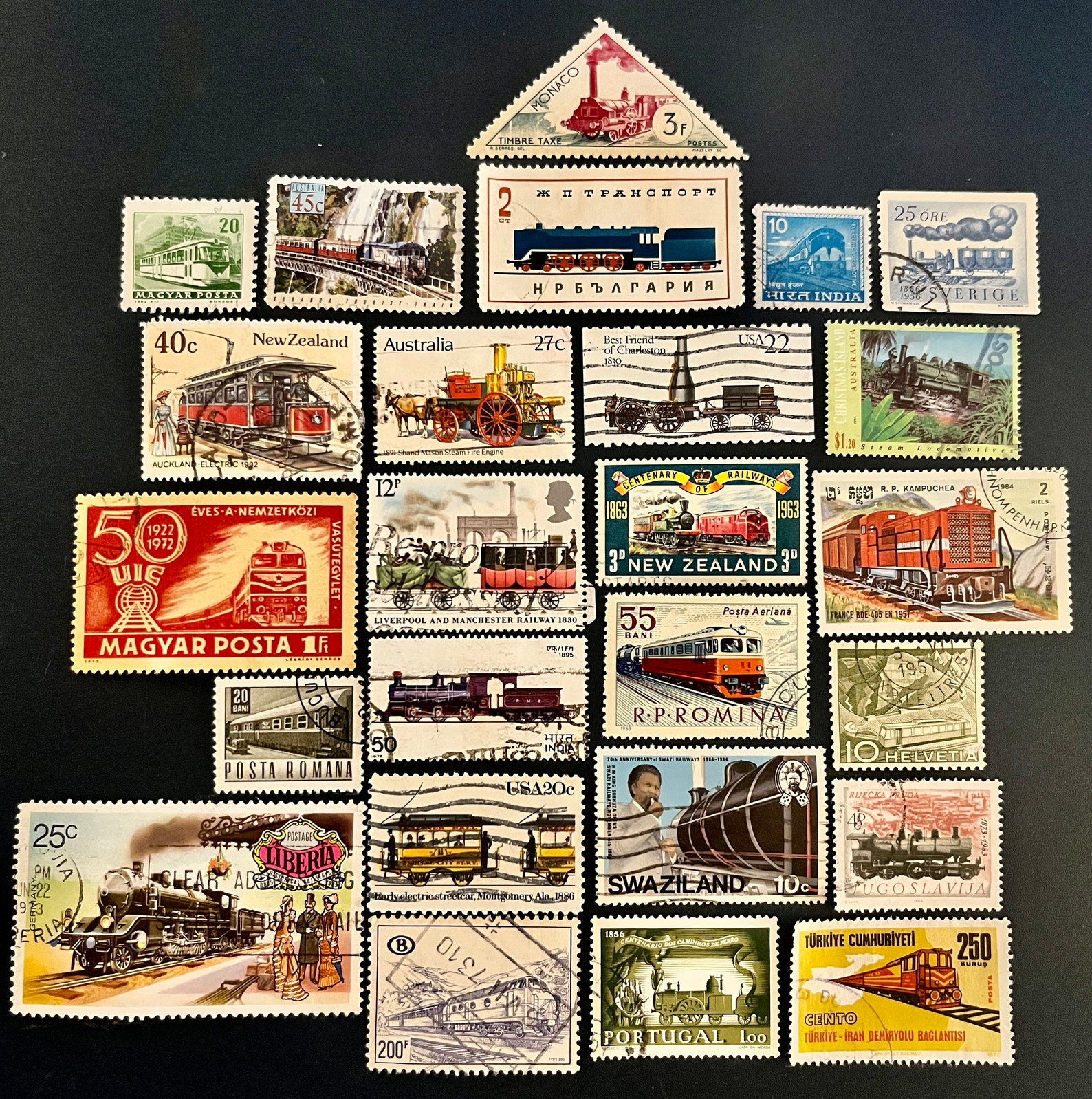 TRAINS & RAILWAY Stamp Fun Pack: 25 Used Random World Train Vintage ...