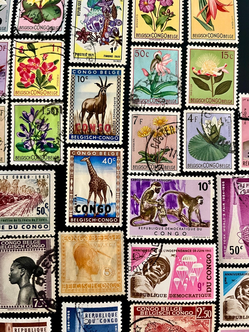 CONGO Stamp Fun Pack: 20 Different Used Random CONGOLESE Vintage Stamps ...
