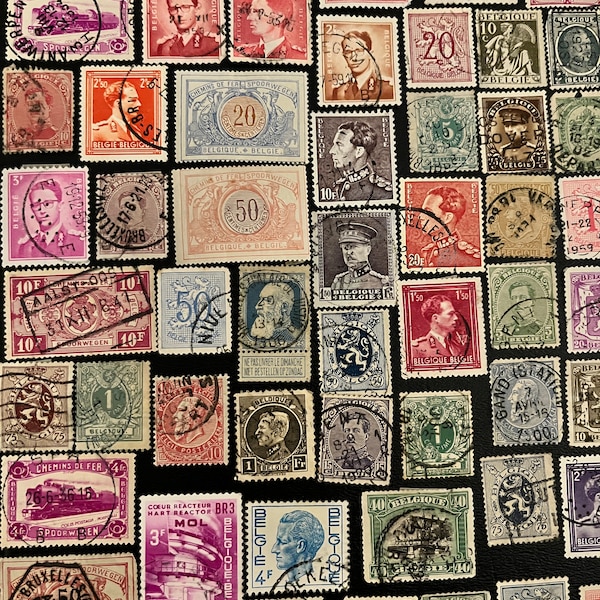 50 Stamp BELGIUM Fun Pack // Lot of 50 Different BELGIAN Stamps // Vintage Stamps // Philately // Scrapbooking, Art Project
