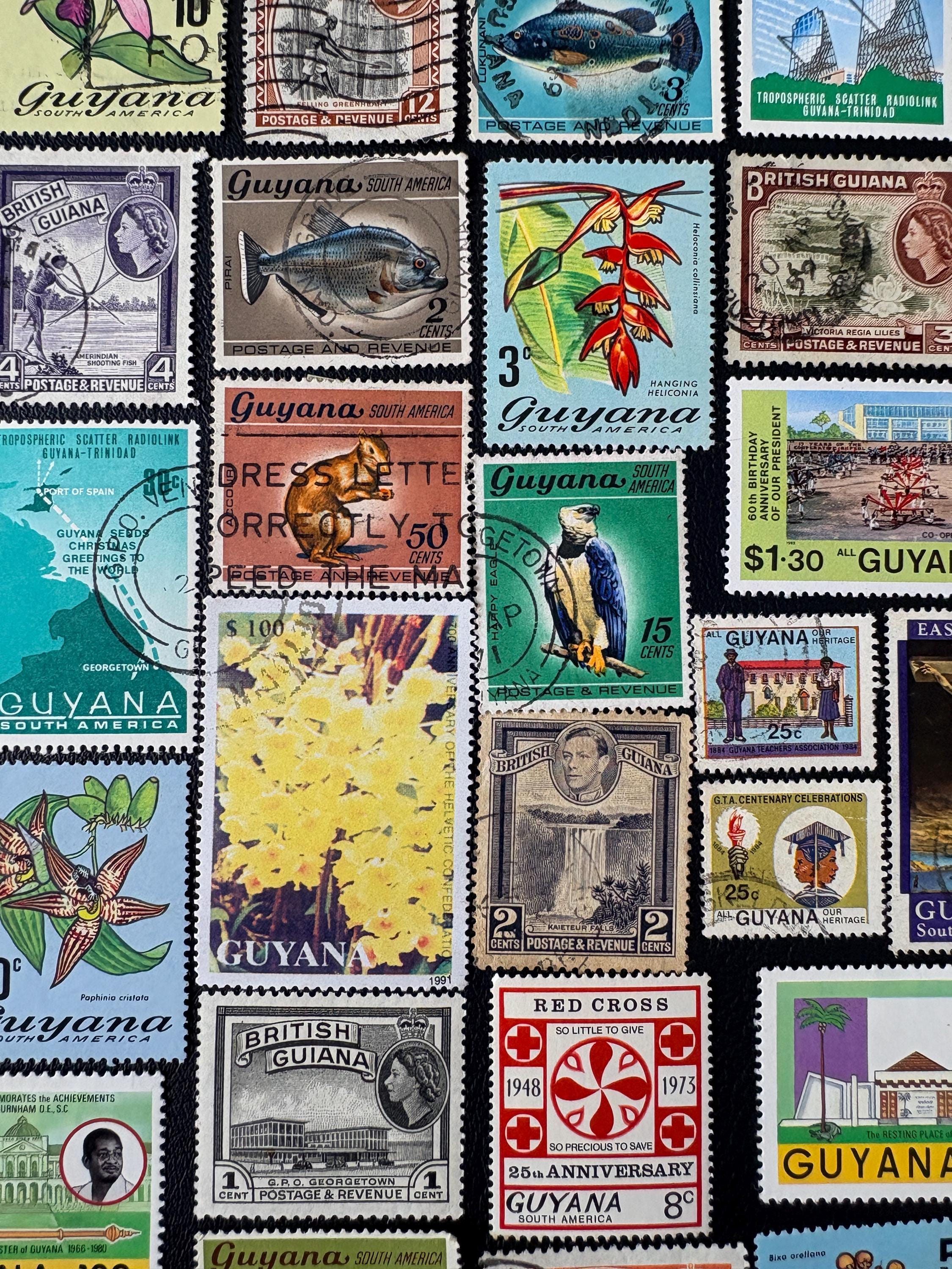GUYANA Stamp Fun Pack: 20 Different Used Random GUYANESE Vintage Stamps ...
