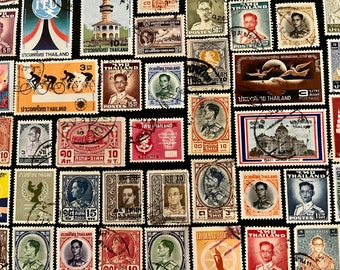 切手アート、緑、王族、タイ、大型使用済み切手 - Etsy 日本