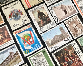 20 Stamp PERU Fun Pack / Lot of 20 Different PERUVIAN Stamps / Vintage Stamps / Philately / Scrapbooking / Art Project