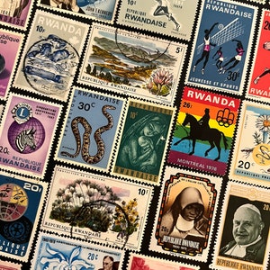 20 Stamp RWANDA Fun Pack / Lot of 20 Different Used RWANDAN Stamps / Vintage Stamps / Philately / Scrapbooking / Art Project