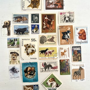 Paquete divertido de 25 sellos DOG LOVER // Lote aleatorio de 25 sellos premium usados de perros del mundo // Scrapbooking, proyectos de arte, diario