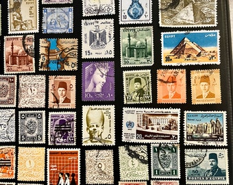 50 Stamp EGYPT Fun Pack // Lot of 50 Different EGYPTIAN Stamps // Vintage Stamps // Philately // Scrapbooking, Art Project