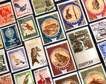 Lote de 20 sellos de Albania usados / Lote de 20 sellos antiguos / Filatelia / Scrapbooking / Proyecto artístico