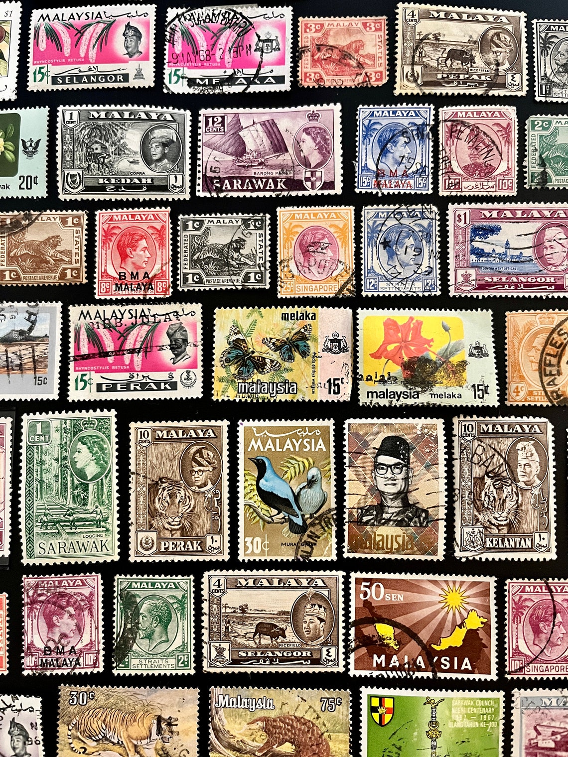 50 Stamp MALAYSIA Fun Pack / Lot of 50 Different Used Malaya, Strait ...
