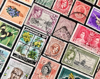 20 Stamp JAMAICA Fun Pack / Lot of 20 Different Used JAMAICAN Stamps / Vintage Stamps / Philately / Scrapbooking / Art Project