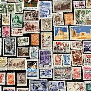 Lote de 50 sellos de Rusia y la URSS / Lote de 50 sellos usados diferentes de Rusia y la Unión Soviética / Sellos antiguos / Filatelia / Scrapbooking, Arte