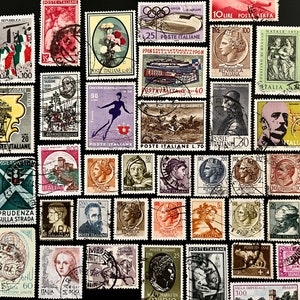 Paquete divertido de 50 sellos de Italia // Lote de 50 sellos italianos usados diferentes // Sellos antiguos // Filatelia // Scrapbooking, Proyecto de arte