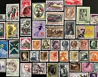 50 Stamp ITALY Fun Pack // Lot of 50 Different ITALIAN Stamps // Vintage Stamps // Philately // Scrapbooking, Art Project