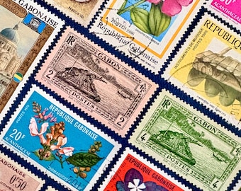 20 Stamp GABON Fun Pack / Lot von 20 verschiedenen gebrauchten GABONISCHEN Briefmarken / Vintage Briefmarken / Philatelie / Scrapbooking / Kunstprojekt