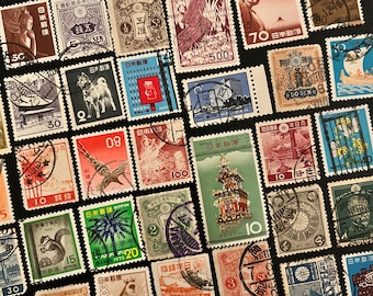 JAPAN Fun Pack 50 postzegels // Veel van 50 verschillende willekeurige gebruikte JAPANSE postzegels // Vintage postzegels // Filatelie // Scrapbooking, Art Project