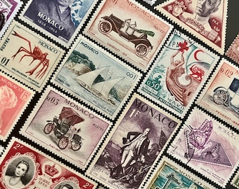 Confezione divertente da 20 francobolli MONACO / Lotto di 20 francobolli MONACO usati diversi / Francobolli vintage / Filatelia / Scrapbooking / Progetto artistico