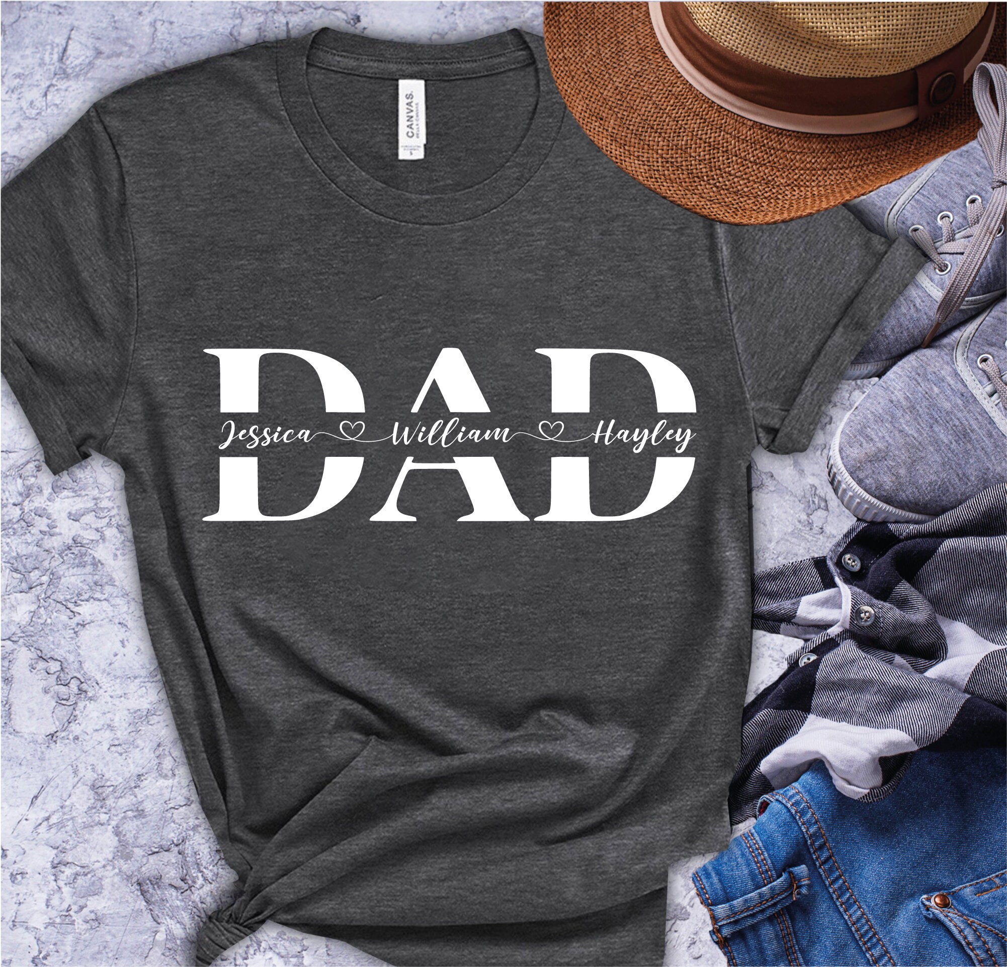 Custom Dad Shirt With Kids Names, Custom Kids Names Shirt, Father's Day ...