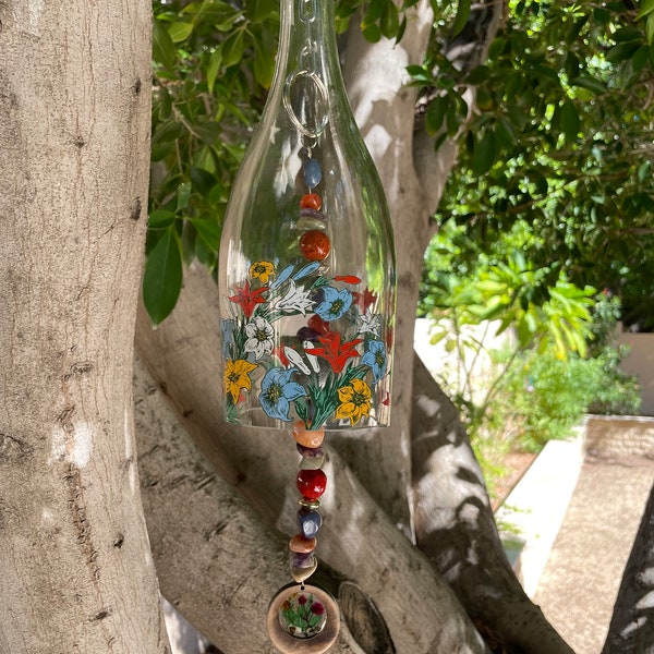 Wine Bottle Wind Chimes for Outdoors Etsy