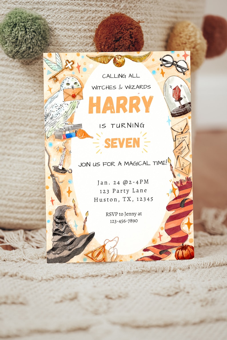 Harry Potter Printable Birthday Invite, Editable Magical Wizard ...