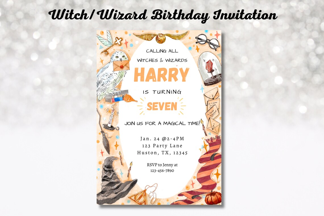 Harry Potter Printable Birthday Invite, Editable Magical Wizard ...