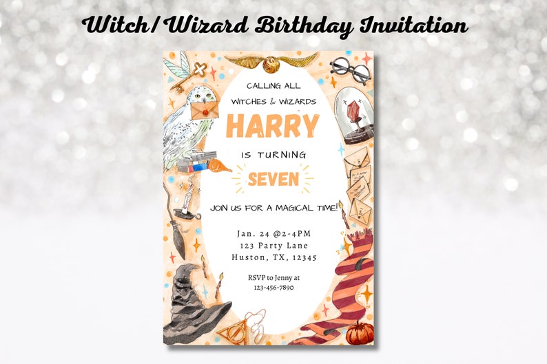 Harry Potter Printable Birthday Invite, Editable Magical Wizard ...