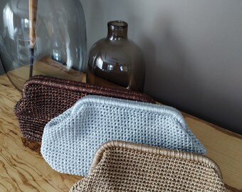 Pochette au crochet avec fil de polyester scintillant, sac à main de luxe pour événement formel, pochette tissée, sac en fil scintillant, pour cadeau de fête des mères