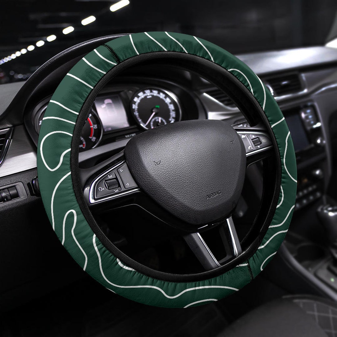 Emerald Green Steering Wheel Cover Wavy Lines Etsy