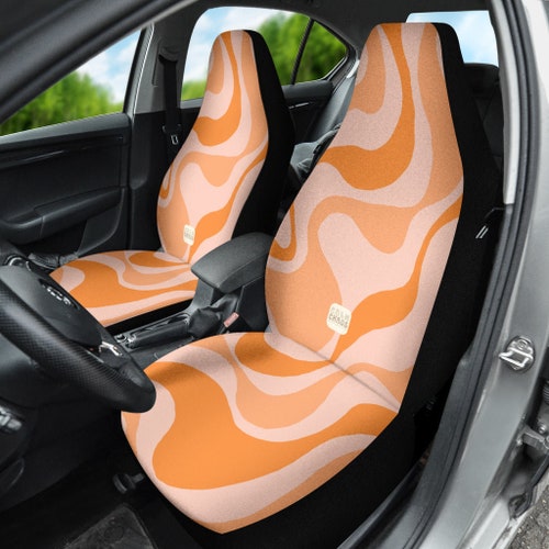 Pink Psychedelic Car Seat Covers Set Aesthetic Groovy Waves Etsy