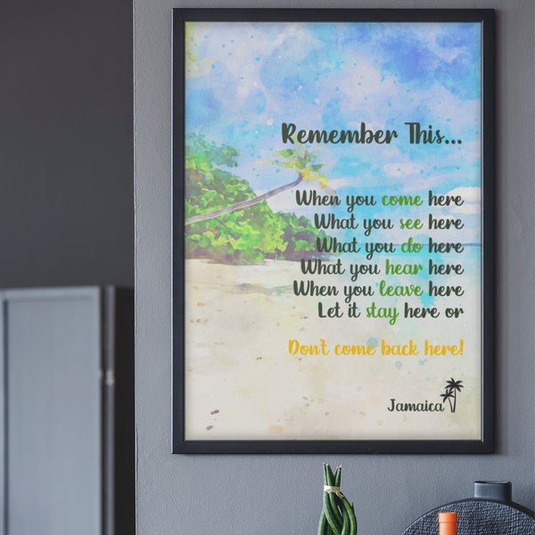 Jamaican House Rules Poster - 8.5 x 11