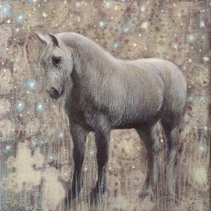 Original oil painting on stretched canvas Horse fine art small artwork quine gift animal horses realism miniature artist unique landscape