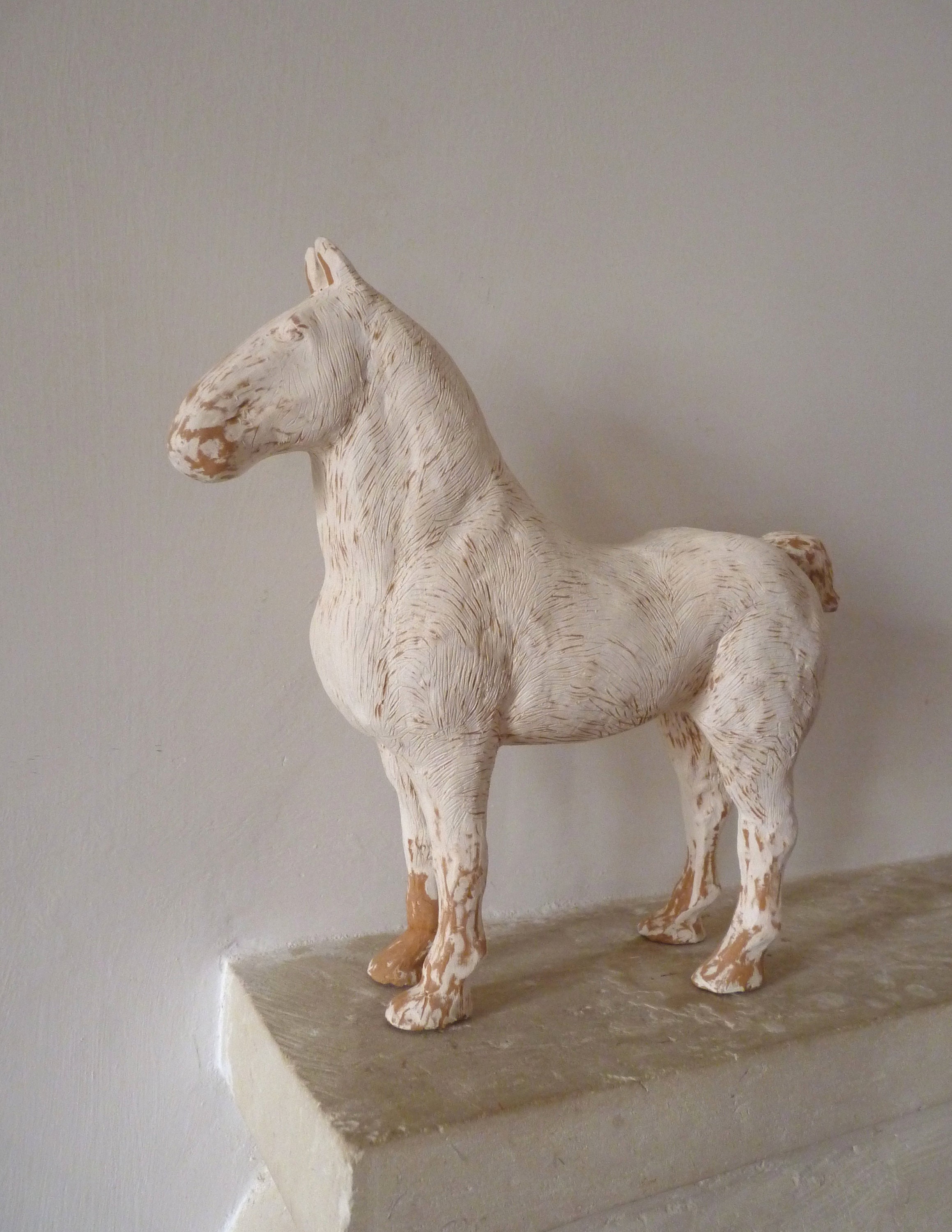 Original Clay Sculpture Horse Fine Art Narrow Entryway Table Decor Collection Artwork Gallery