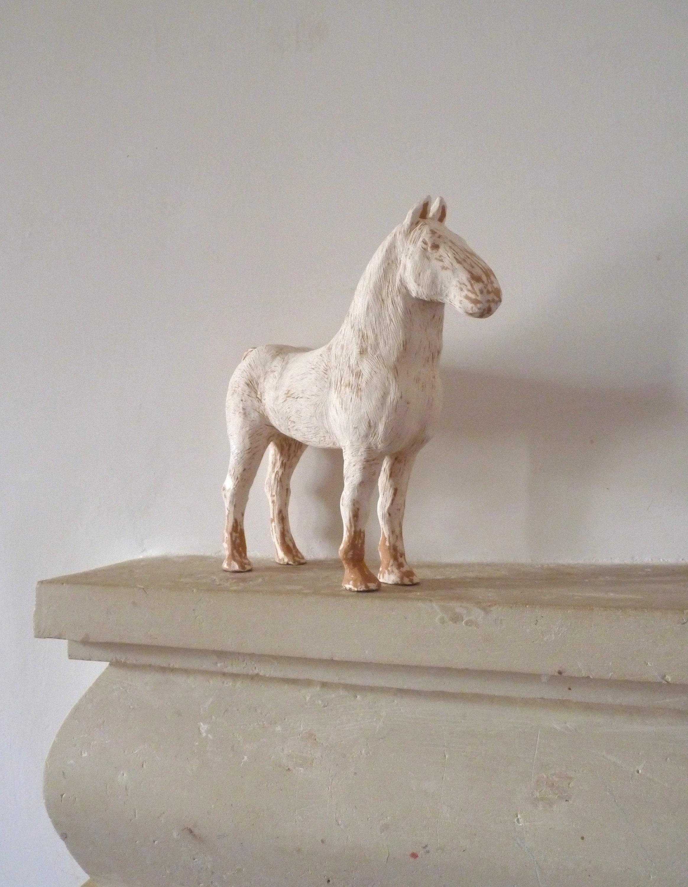 Original Clay Sculpture Horse Fine Art Narrow Entryway Table Decor Collection Artwork Gallery