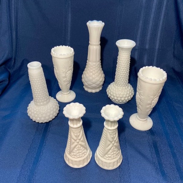 Hobnail Milk Glass Vases 5 Choices