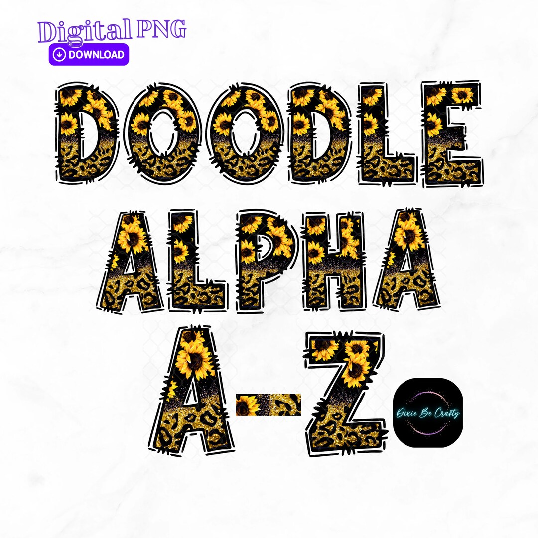 A-Z alphabet, Doodle letter's, PNG not SVG, PNG alphabet, Flower ...
