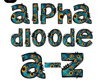Kleinbuchstaben Alphabet, Doodle Buchstabe, PNG nicht SVG, PNG Alphabet, Buchstaben des Blumenalphabets, Buchstaben des Alphabets, Sofortiger digitaler Download