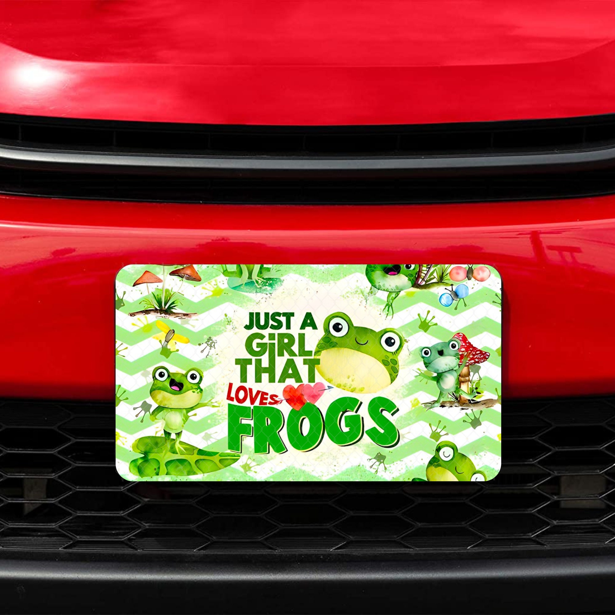 Sublimation License plate, Just a girl who loves frogs