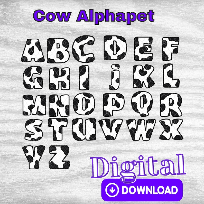 Cow Print Alphabet Letters: A-Z PNG (digital Download) - Etsy