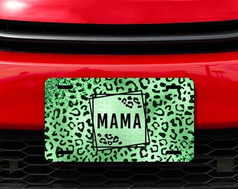 Sublimation License plate, leopard print, mama, gift, car accessory