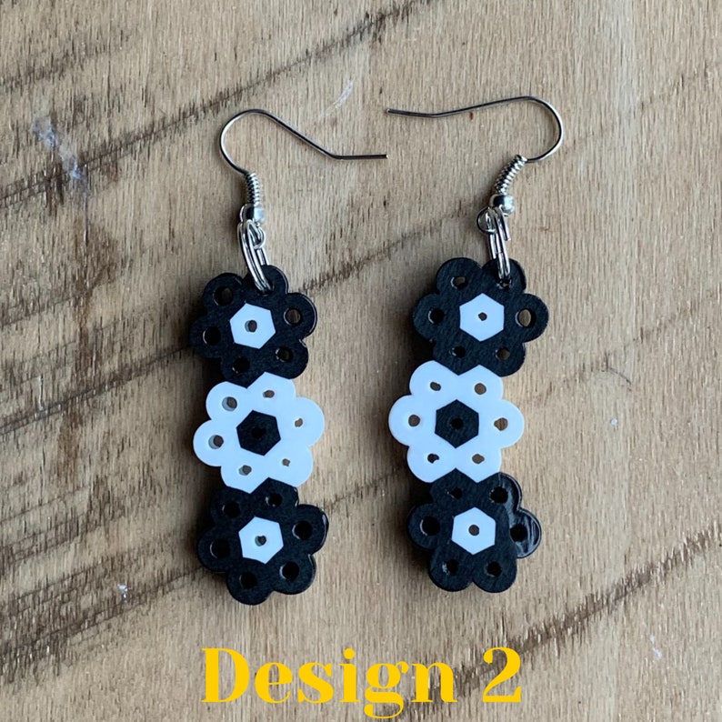 Perler Bead Earrings Perler Bead Flower Earrings Flower Etsy