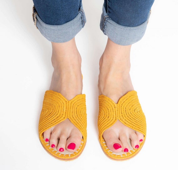 Women's Shoesraffia Sandalsflat Sandalshandmade Etsy