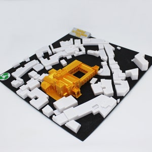 3D-Straßenplan der Altstadt von Tui mit hervorgehobener wunderschöner Kathedrale (44 x 44 cm)
