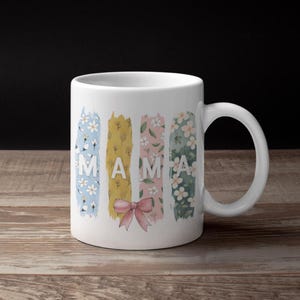 Floral MAMA Mug, Mother&#39;s Day Gift, Rustic Boho Mom Mug, Coffee Cup for Mama, New Mom Gift, Vintage Style Mama Mug with Flowers, Mothers Day