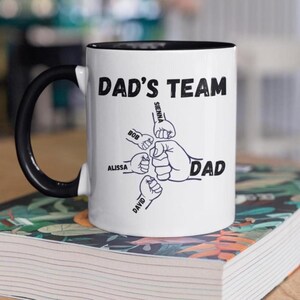Personalized Dad Fist Bump Mug, Custom Dad Team Cup With Kids Names, Father&#39;s Day Gift For Dad or Grandpa, New Dad Gift, Fathers Day Gift