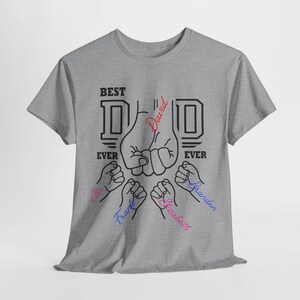 Personalized Dad Fist Bump T Shirt, Custom Dad Shirt With Kids Names, Father&#39;s Day Gift For Dad Grandpa, Team Dad Tee, New Dad Gift Shirt