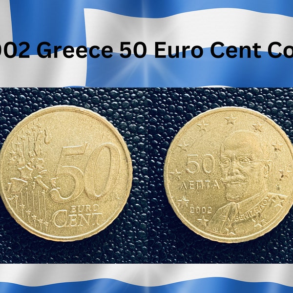 2002 Greece 50 Euro Cent | Good Condition | Coin Collection | Greece | Gift For Grandpa Grandma Mom Dad Grandchild Coin Collector