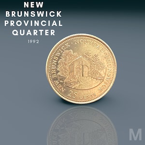 1992 New Brunswick Canadian Quarter | 25 Cents | Queen Elizabeth II | Coin Collection  | Circulated |