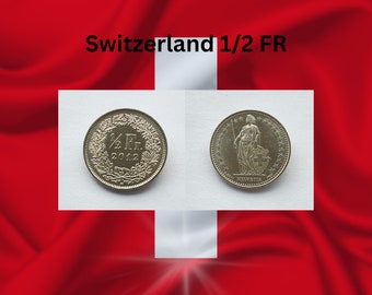 1/2 FR Switzerland Coin | Various Years | Switzerland | World Coins | Gift For Grandpa Grandma Mom Dad Grandchild Coin Collector