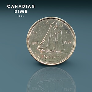 1992 Canadian Dime | 10 Cents | Queen Elizabeth II | Coin Collection  | Circulated | Circulated | Gift For Grandpa Grandma Mom Dad