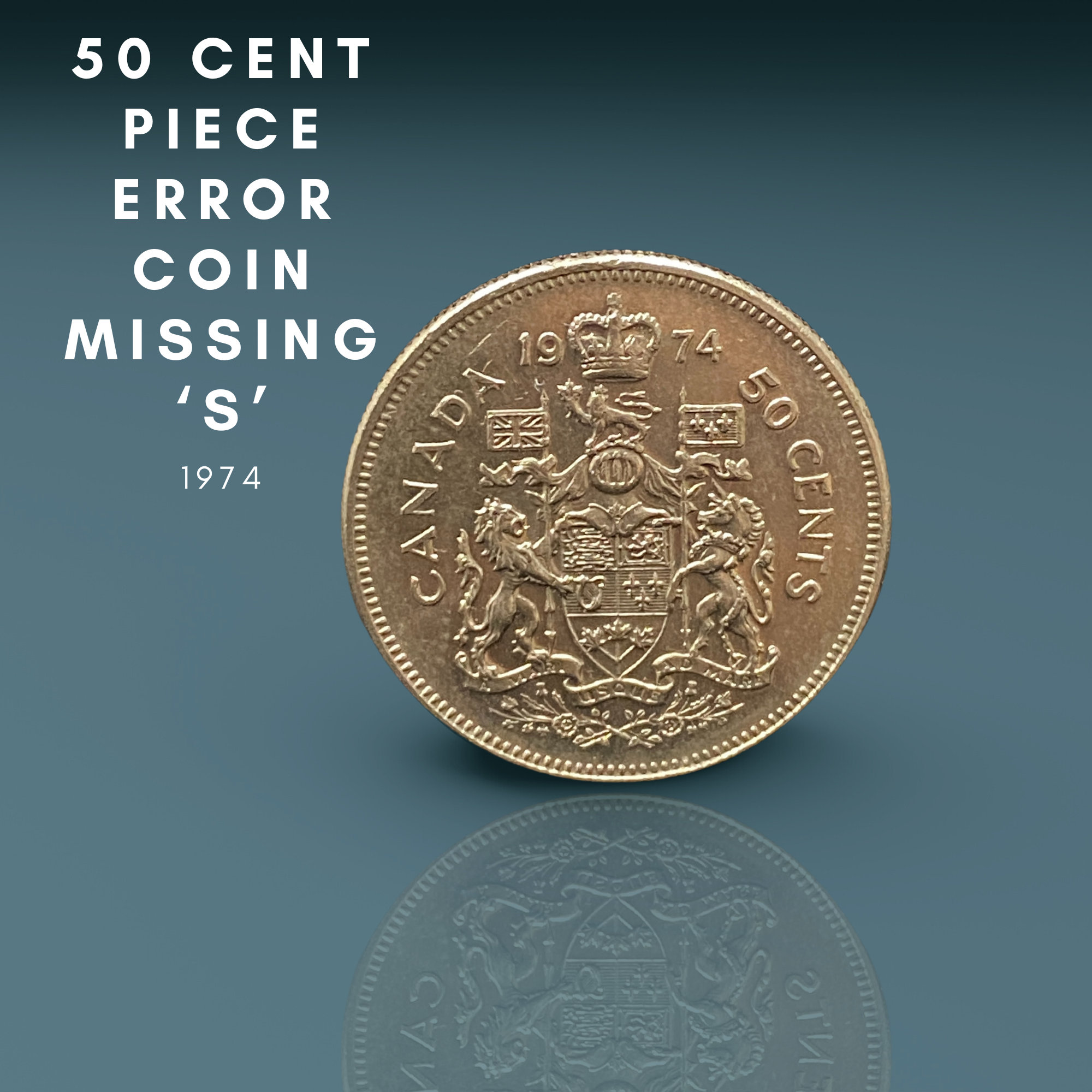 1974 Missing 'S' 50 Cent Piece | RARE | | Error Coin | Queen